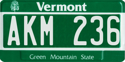 VT license plate AKM236