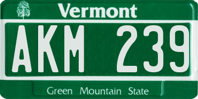 VT license plate AKM239