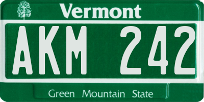 VT license plate AKM242