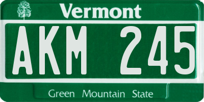 VT license plate AKM245