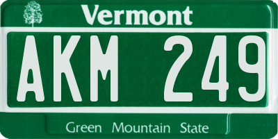 VT license plate AKM249