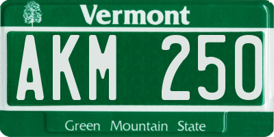VT license plate AKM250