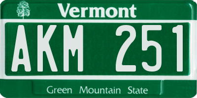 VT license plate AKM251