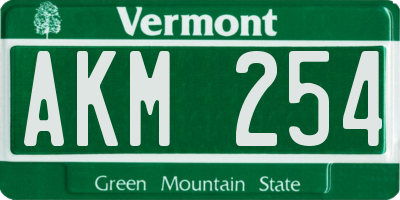 VT license plate AKM254