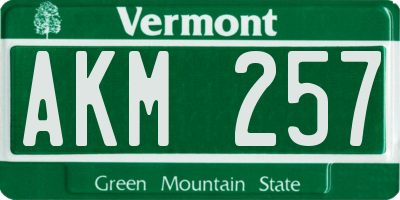 VT license plate AKM257