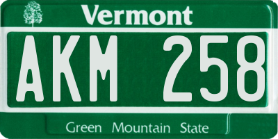 VT license plate AKM258