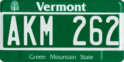 VT license plate AKM262