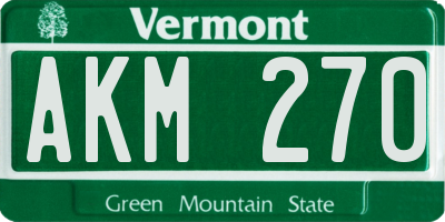 VT license plate AKM270