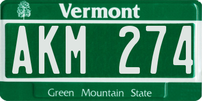 VT license plate AKM274