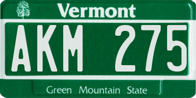 VT license plate AKM275
