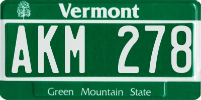 VT license plate AKM278