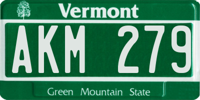 VT license plate AKM279