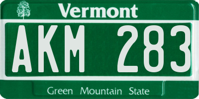 VT license plate AKM283