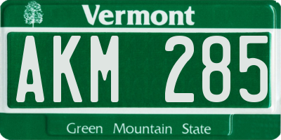 VT license plate AKM285
