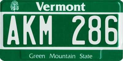 VT license plate AKM286