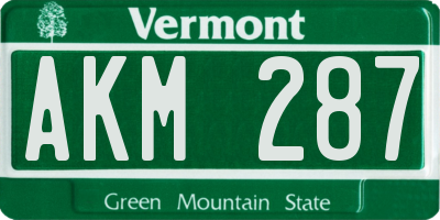 VT license plate AKM287
