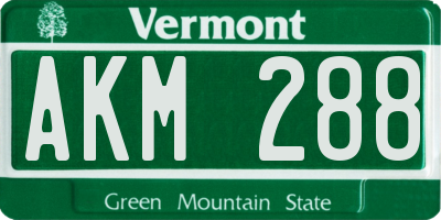 VT license plate AKM288