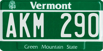 VT license plate AKM290