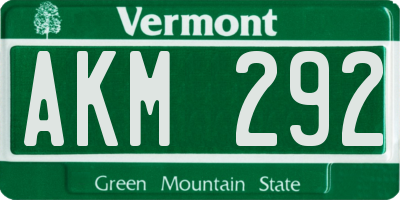 VT license plate AKM292