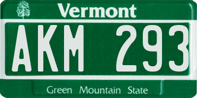 VT license plate AKM293