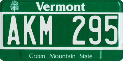 VT license plate AKM295