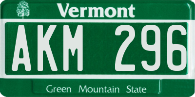VT license plate AKM296