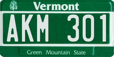 VT license plate AKM301