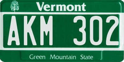 VT license plate AKM302