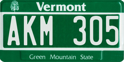 VT license plate AKM305