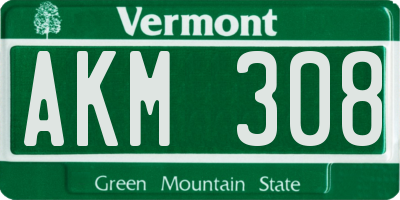 VT license plate AKM308