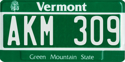 VT license plate AKM309