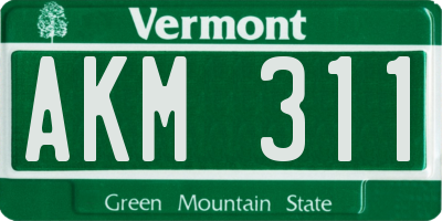 VT license plate AKM311