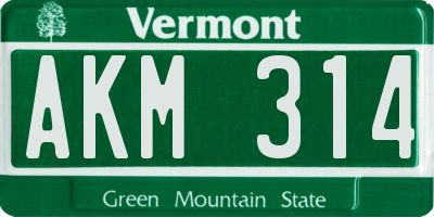 VT license plate AKM314