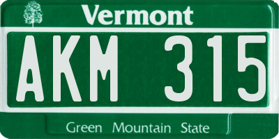 VT license plate AKM315