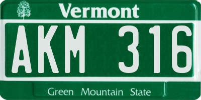 VT license plate AKM316