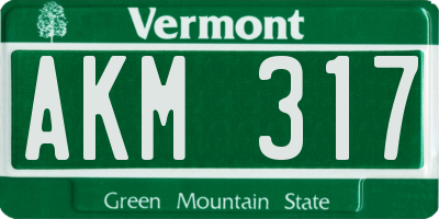 VT license plate AKM317