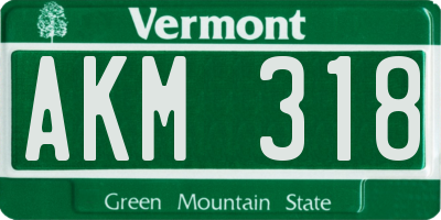 VT license plate AKM318