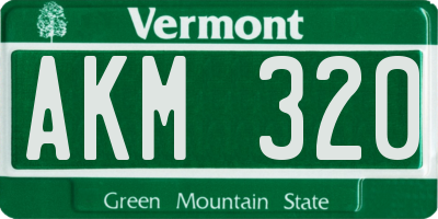 VT license plate AKM320