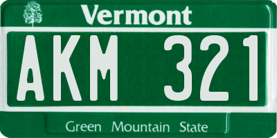 VT license plate AKM321
