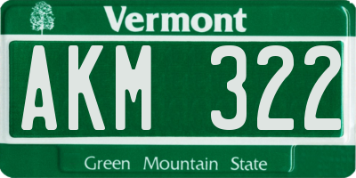 VT license plate AKM322