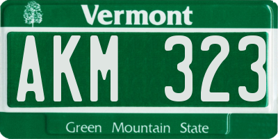 VT license plate AKM323