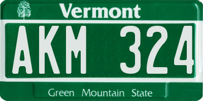VT license plate AKM324