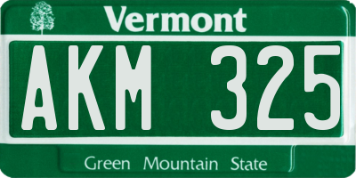 VT license plate AKM325