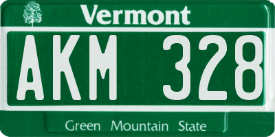 VT license plate AKM328