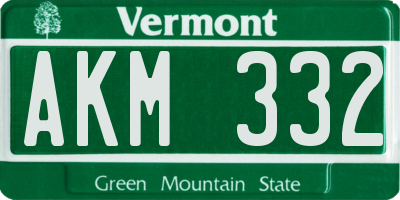 VT license plate AKM332