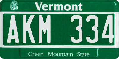 VT license plate AKM334
