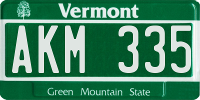 VT license plate AKM335