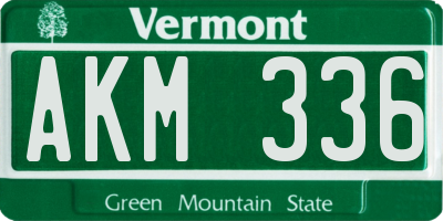 VT license plate AKM336
