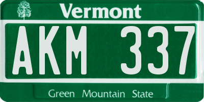 VT license plate AKM337