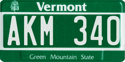 VT license plate AKM340